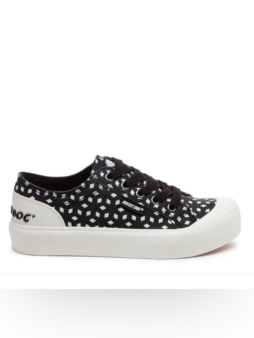New Rocket Dog Black and White Geometric Low-Top Sneaker
